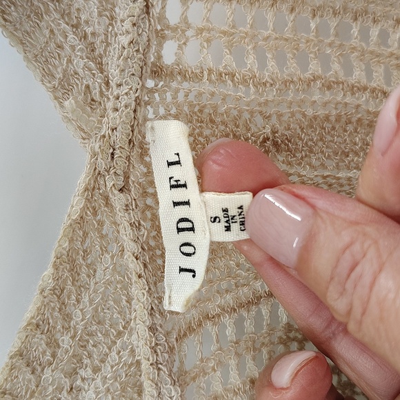 Jodifl Cream Open Cardigan Cover Size Small Crochet With Fringe No Sleeve - Picture 5 of 8